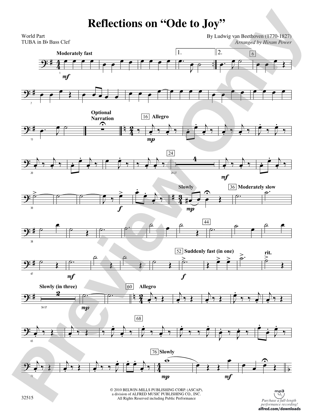 Reflections on "Ode to Joy": (wp) B-flat Tuba B.C.