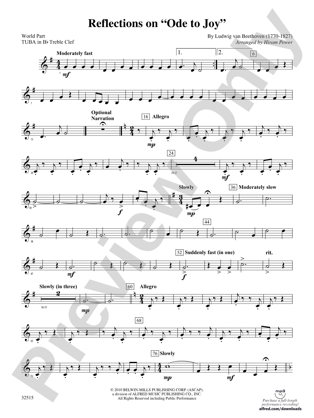 Reflections on "Ode to Joy": (wp) B-flat Tuba T.C.