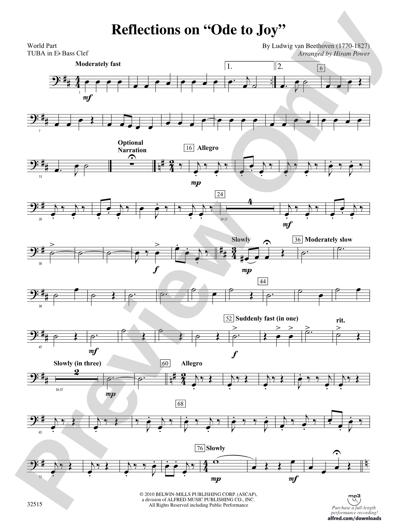 Reflections on "Ode to Joy": (wp) E-flat Tuba B.C.