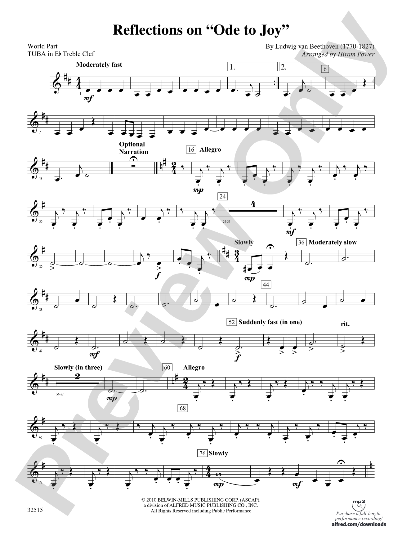 Reflections on "Ode to Joy": (wp) E-flat Tuba T.C.