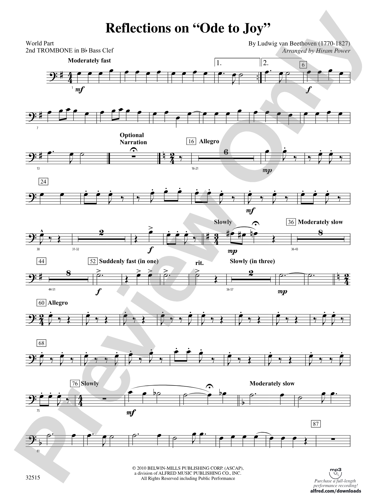Reflections on "Ode to Joy": (wp) 2nd B-flat Trombone B.C.