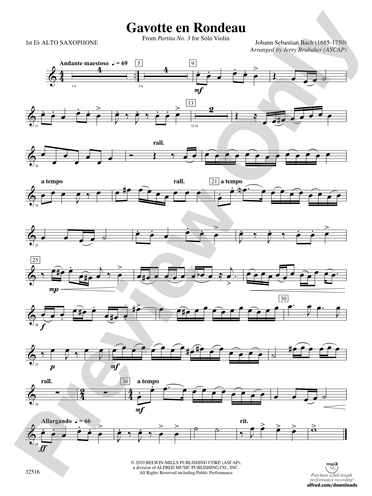 Gavotte en Rondeau: E-flat Alto Saxophone