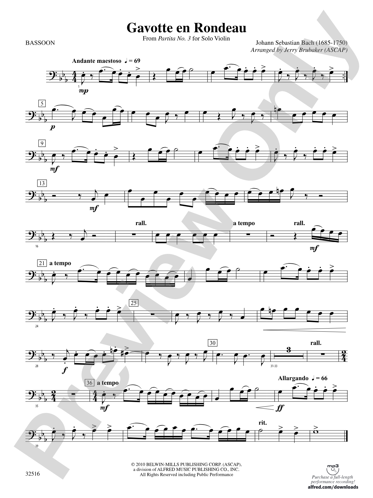 Gavotte en Rondeau: Bassoon