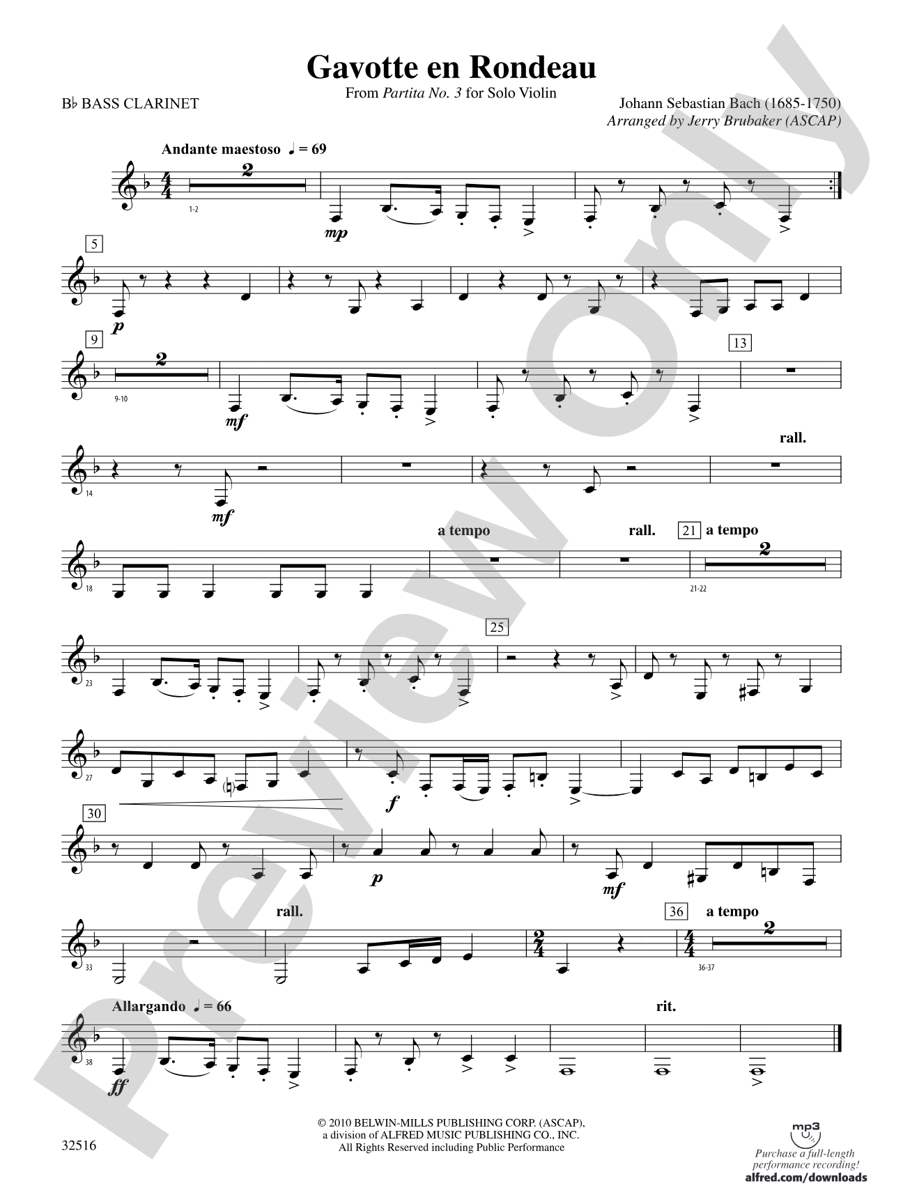 Gavotte en Rondeau: B-flat Bass Clarinet