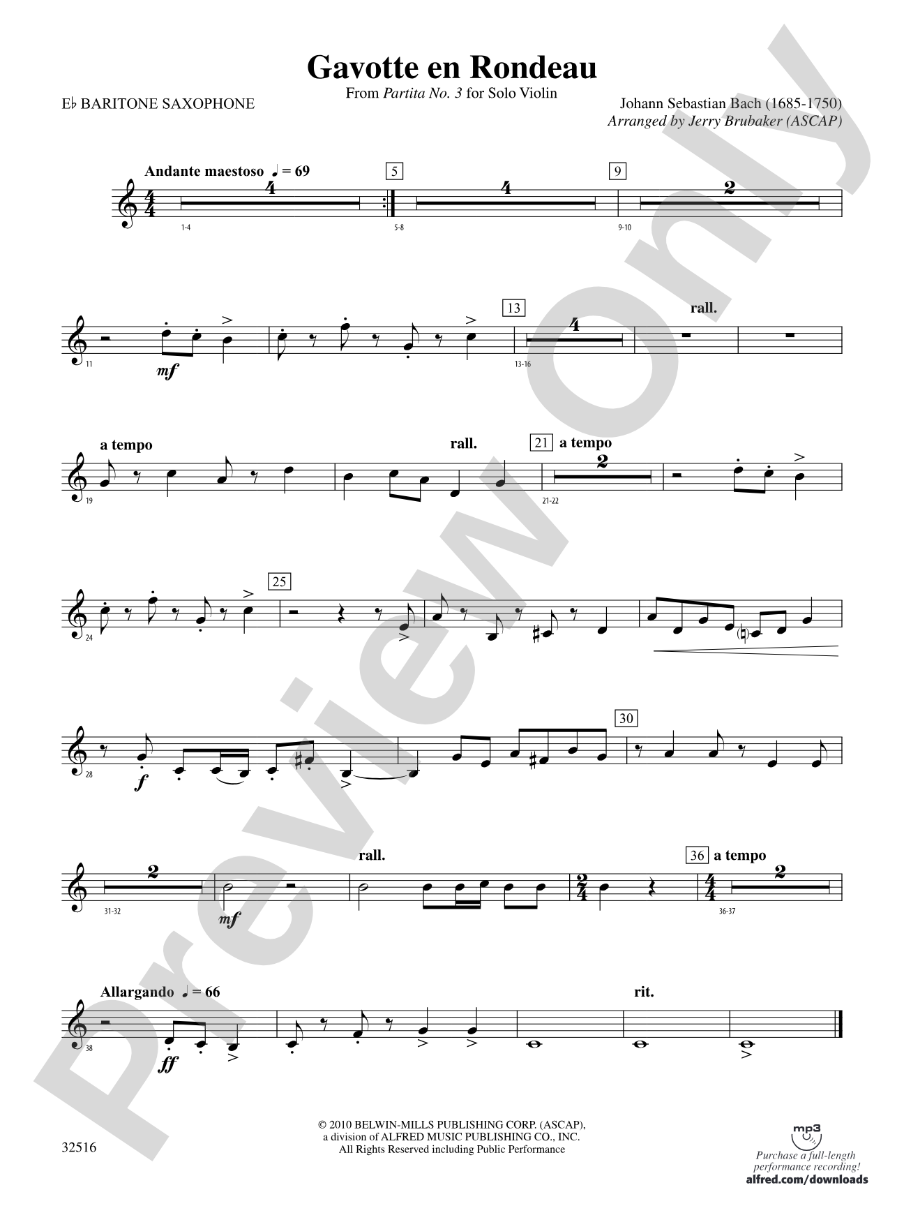 Gavotte en Rondeau: E-flat Baritone Saxophone