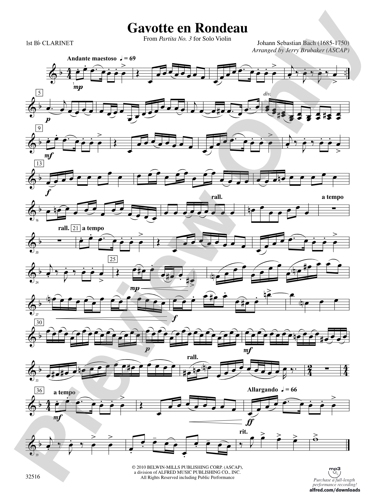 Gavotte en Rondeau: 1st B-flat Clarinet