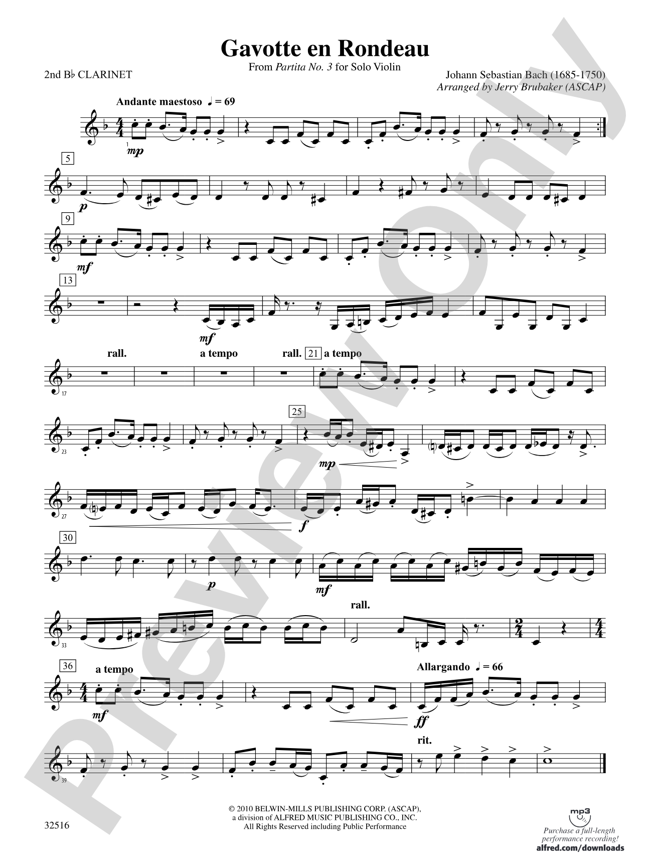 Gavotte en Rondeau: 2nd B-flat Clarinet