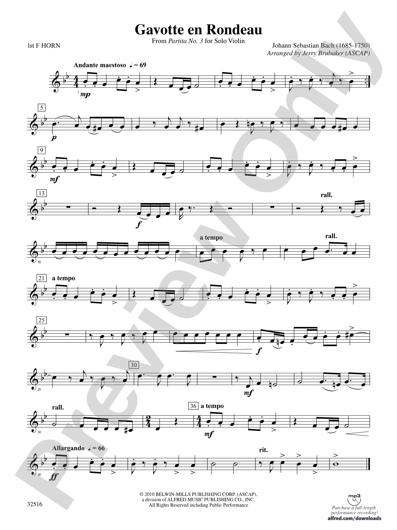 Gavotte en Rondeau: 1st F Horn