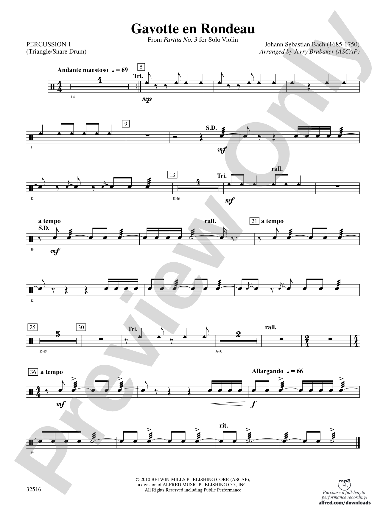 Gavotte en Rondeau: 1st Percussion