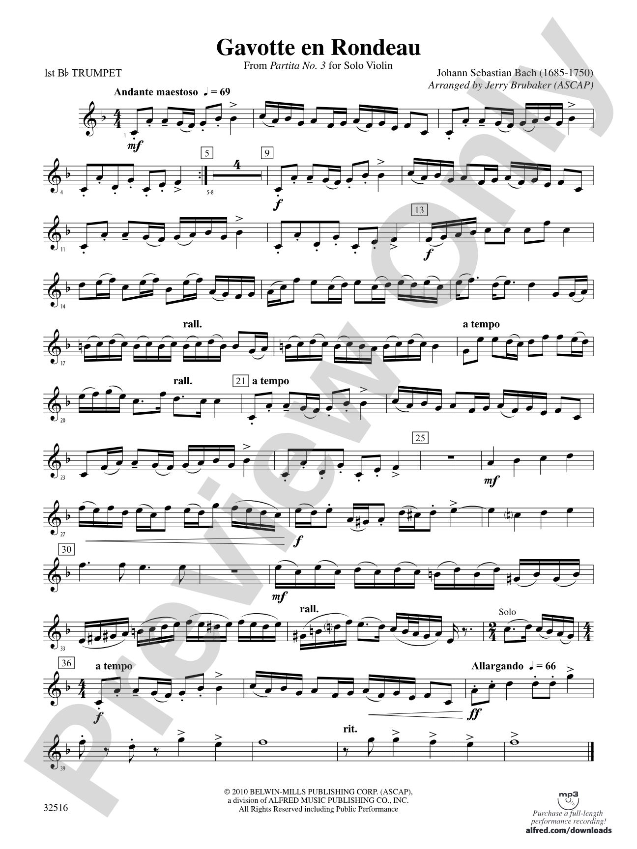 Gavotte en Rondeau: 1st B-flat Trumpet