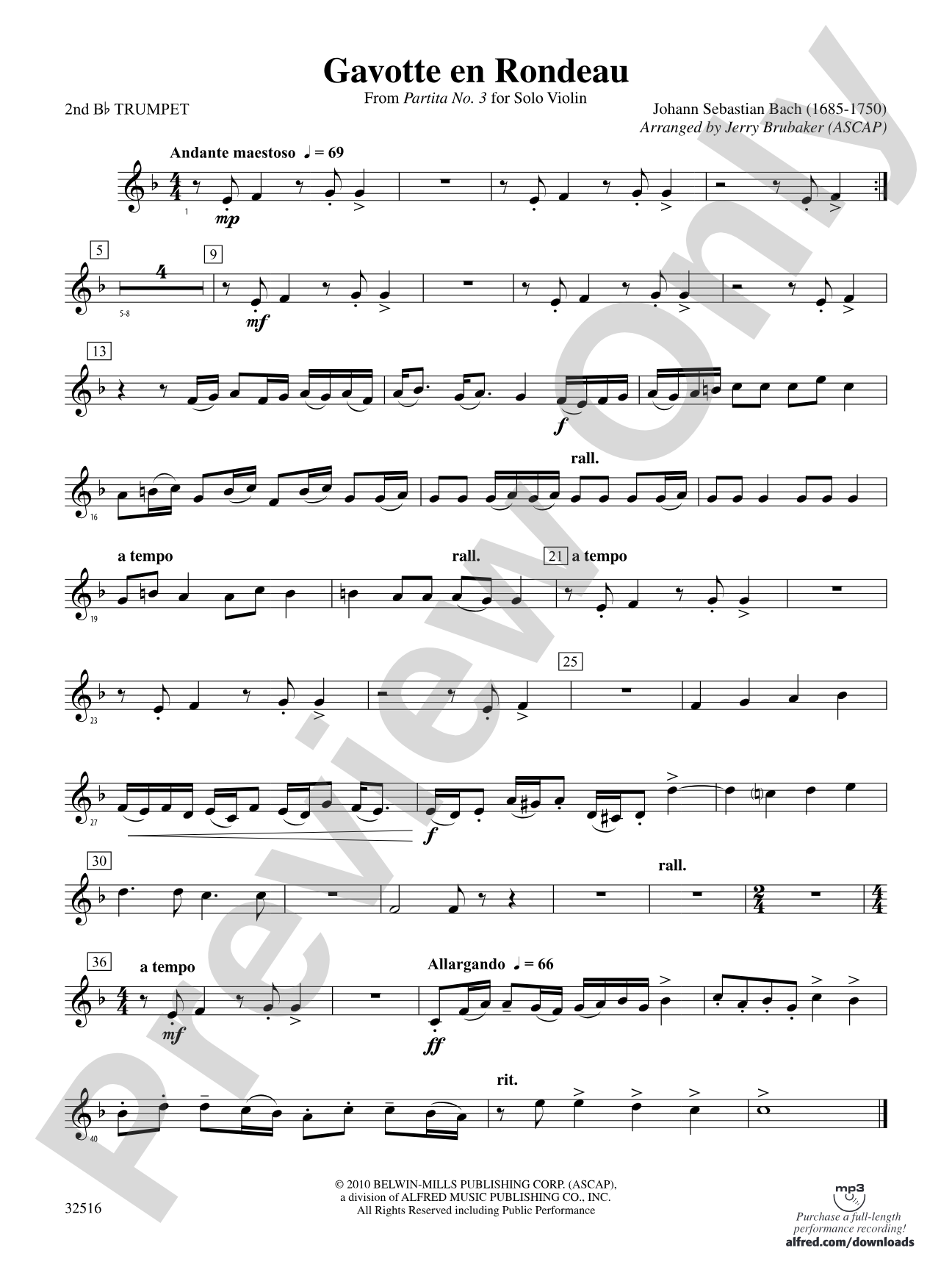 Gavotte en Rondeau: 2nd B-flat Trumpet