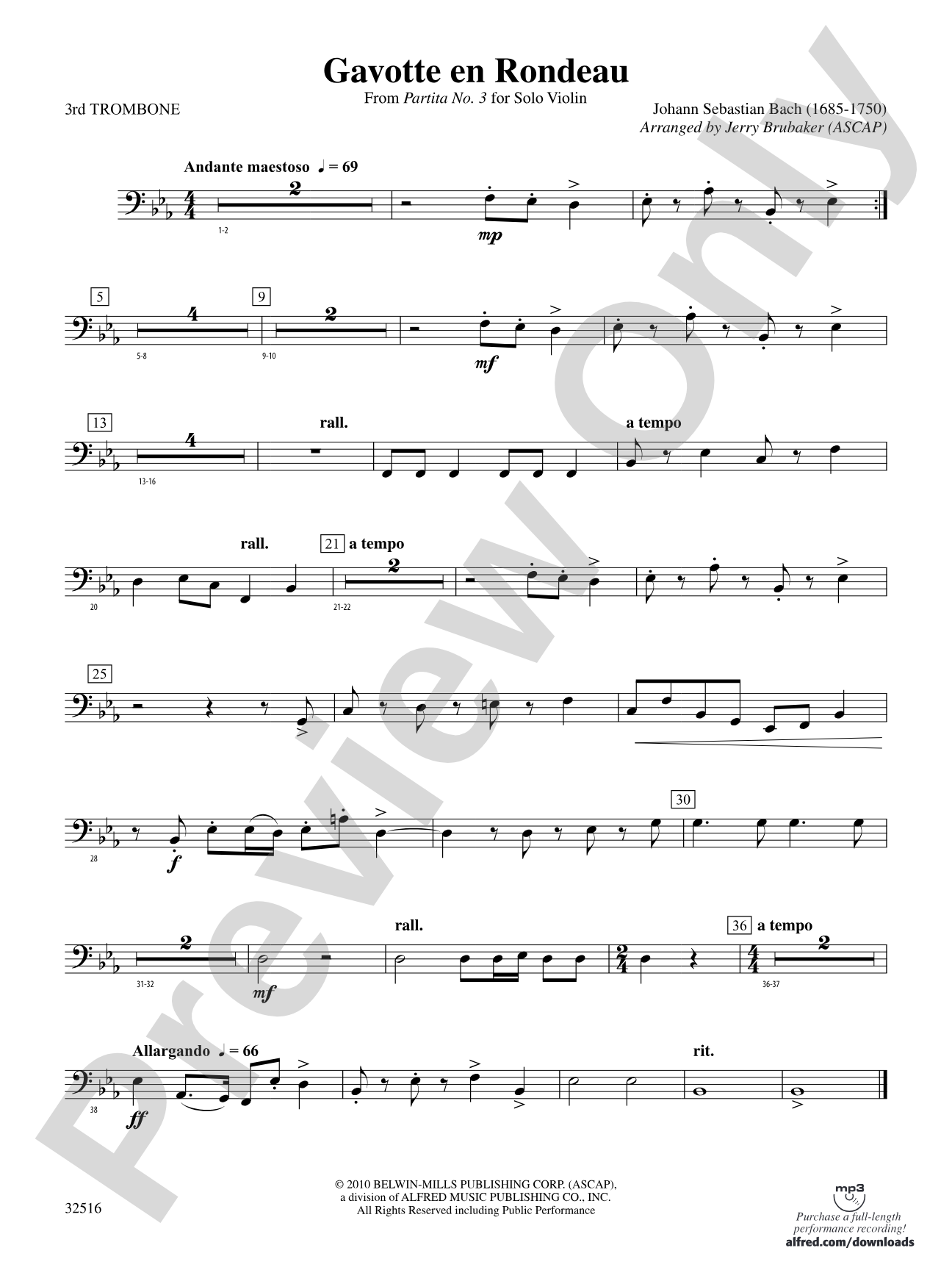 Gavotte en Rondeau: 3rd Trombone