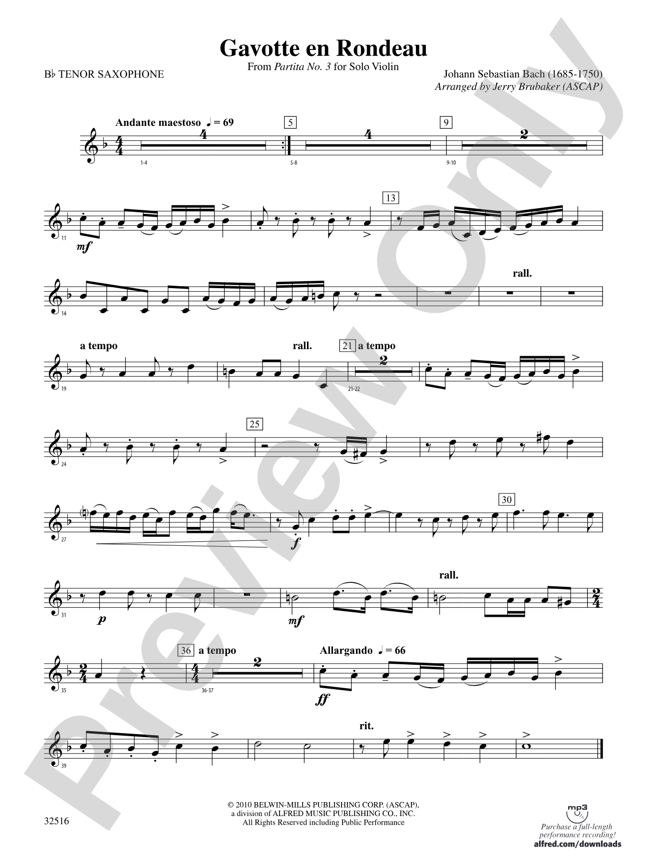 Gavotte en Rondeau: B-flat Tenor Saxophone