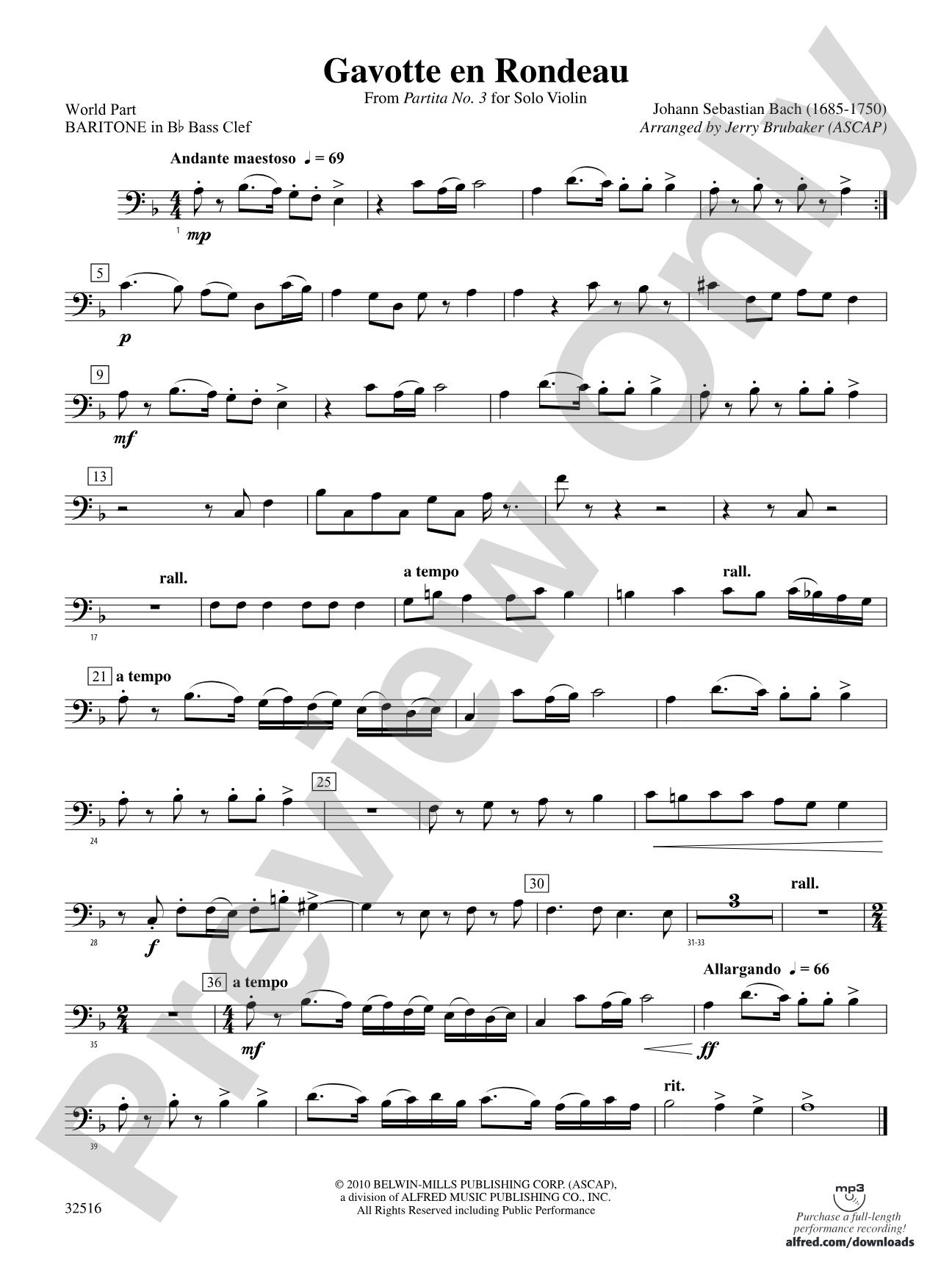 Gavotte en Rondeau: (wp) B-flat Baritone B.C.