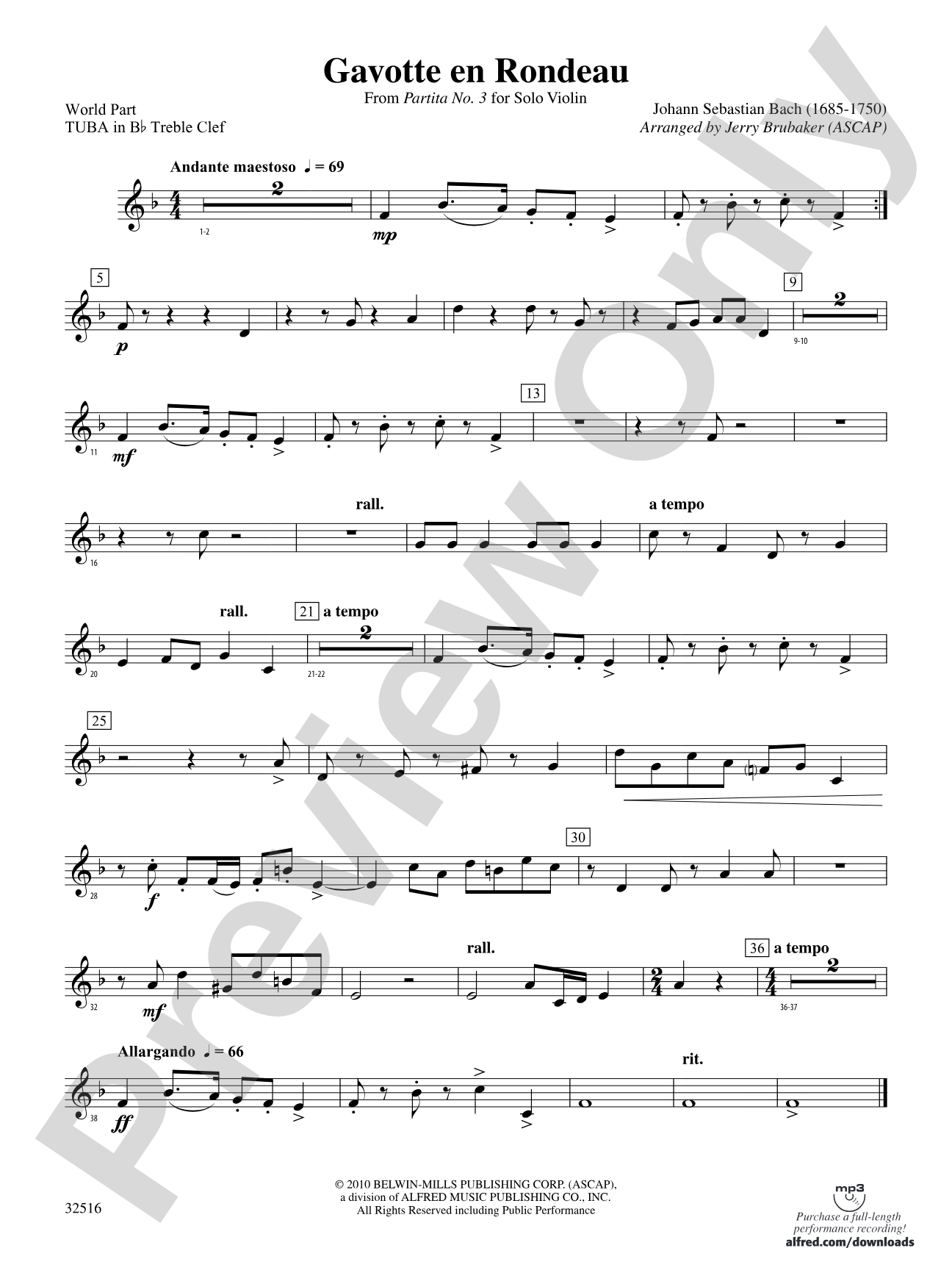 Gavotte en Rondeau: (wp) B-flat Tuba T.C.