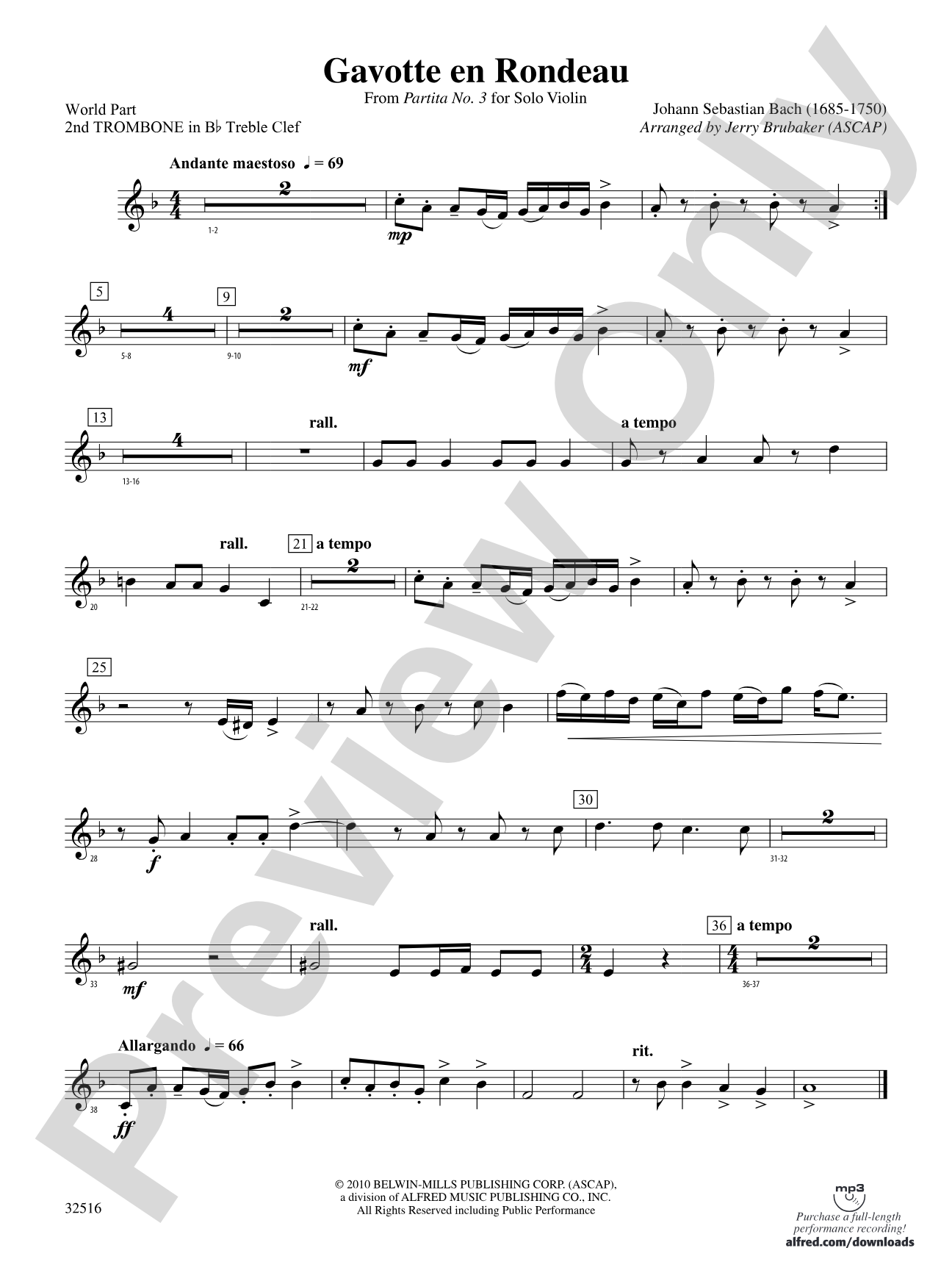 Gavotte en Rondeau: (wp) 2nd B-flat Trombone T.C.