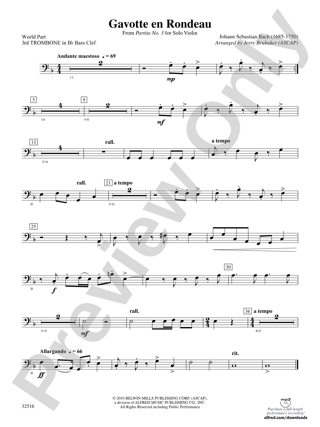 Gavotte en Rondeau: (wp) 3rd B-flat Trombone B.C.