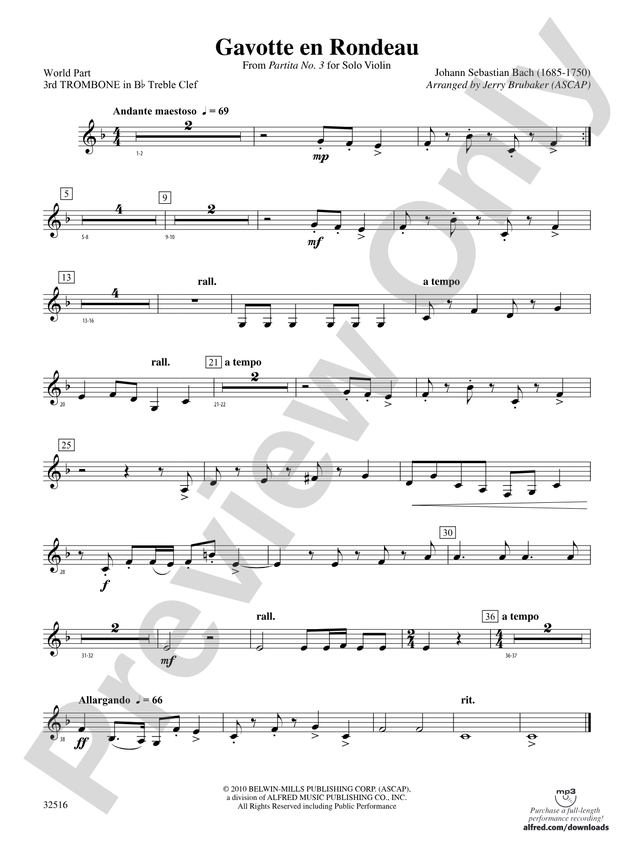 Gavotte en Rondeau: (wp) 3rd B-flat Trombone T.C.