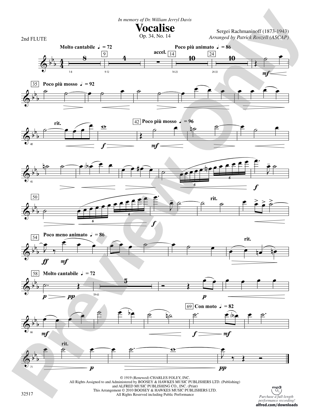 Vocalise, Op. 34, No. 14: 2nd Flute