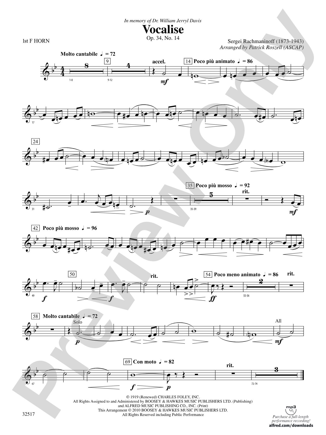 Vocalise, Op. 34, No. 14: 1st F Horn