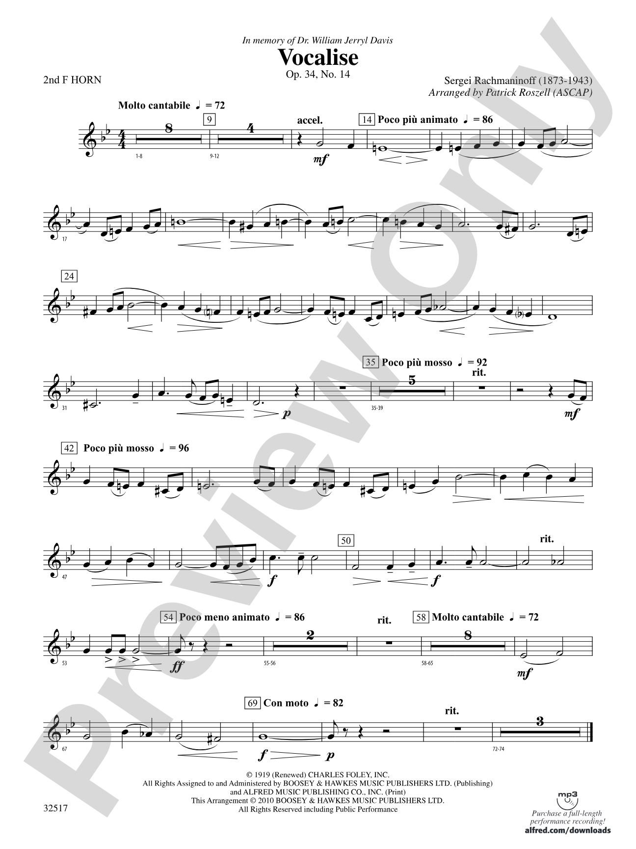 Vocalise, Op. 34, No. 14: 2nd F Horn