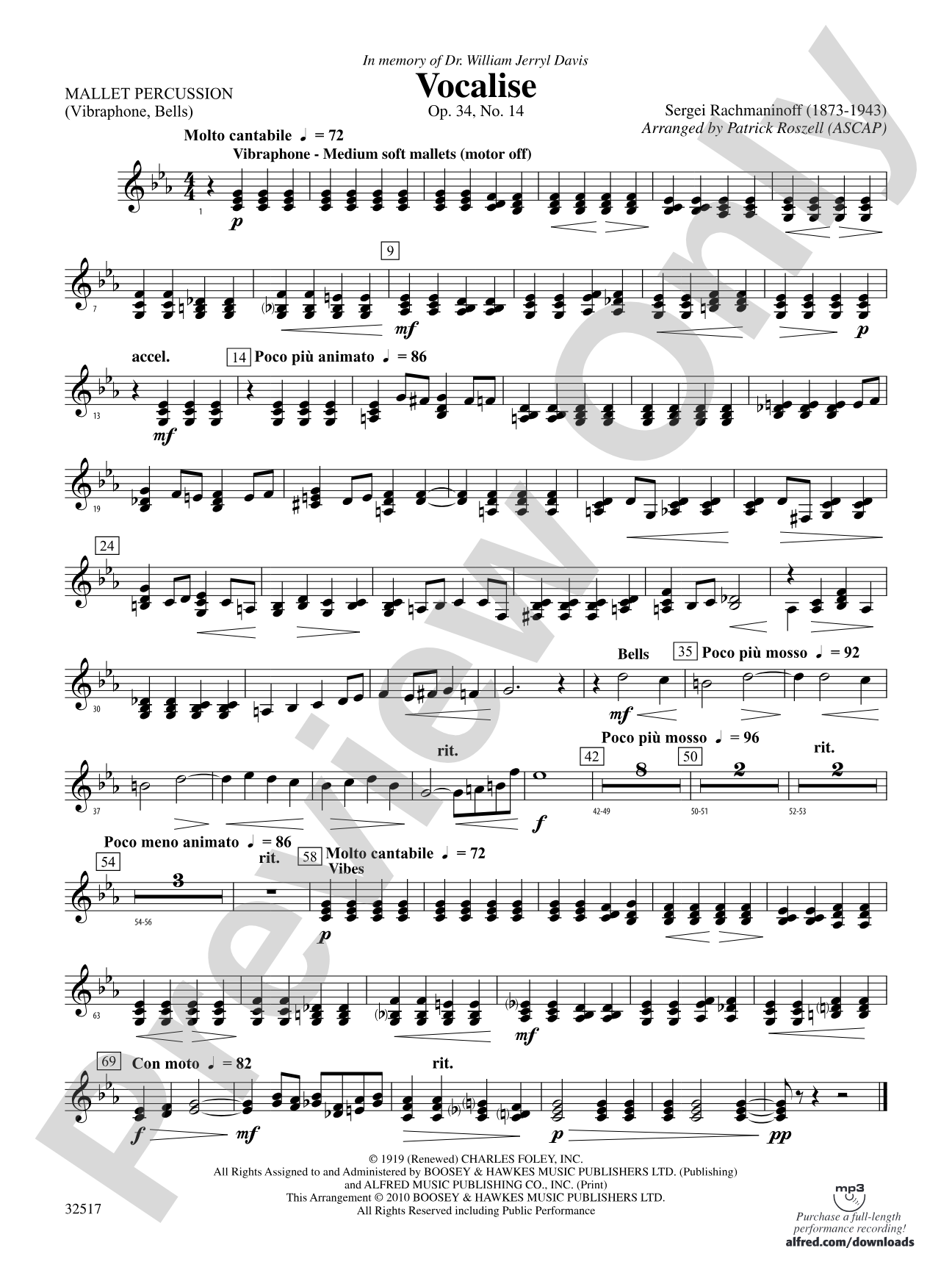 Vocalise, Op. 34, No. 14: Mallets
