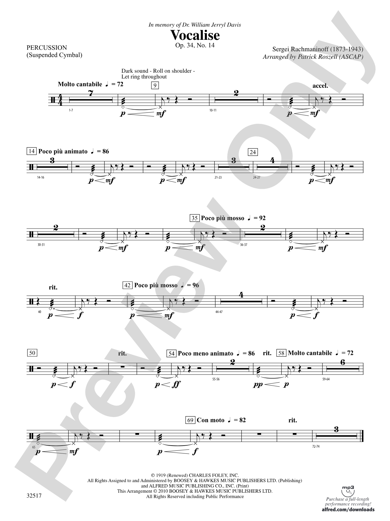 Vocalise, Op. 34, No. 14: 1st Percussion