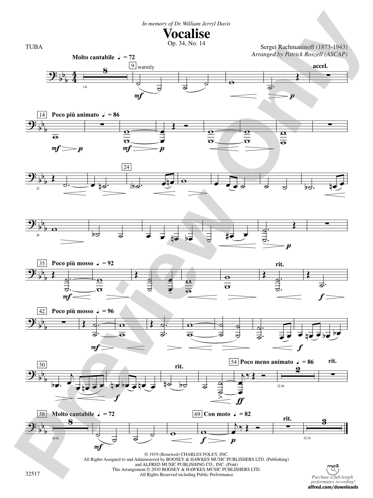 Vocalise, Op. 34, No. 14: Tuba