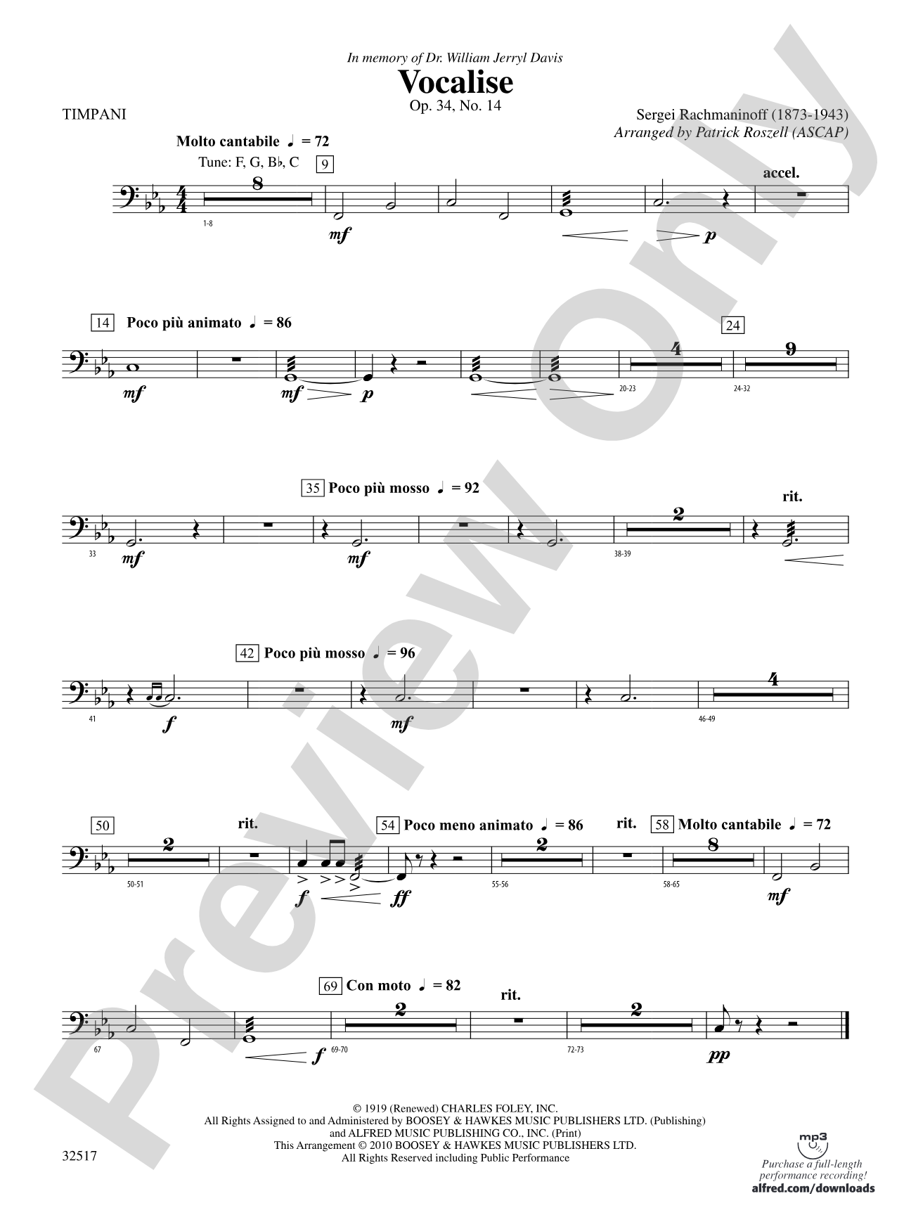 Vocalise, Op. 34, No. 14: Timpani