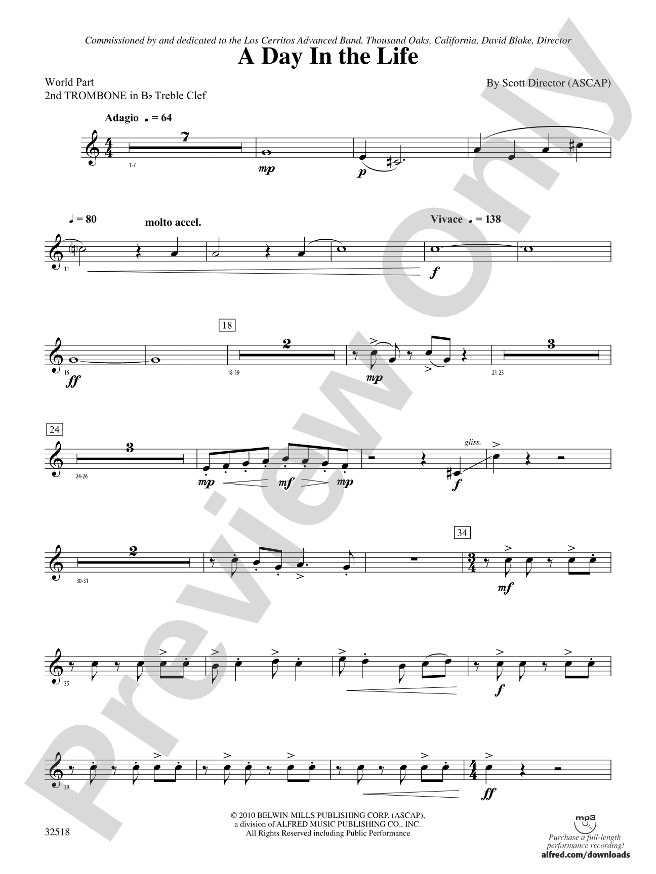 A Day in the Life: (wp) 2nd B-flat Trombone T.C.