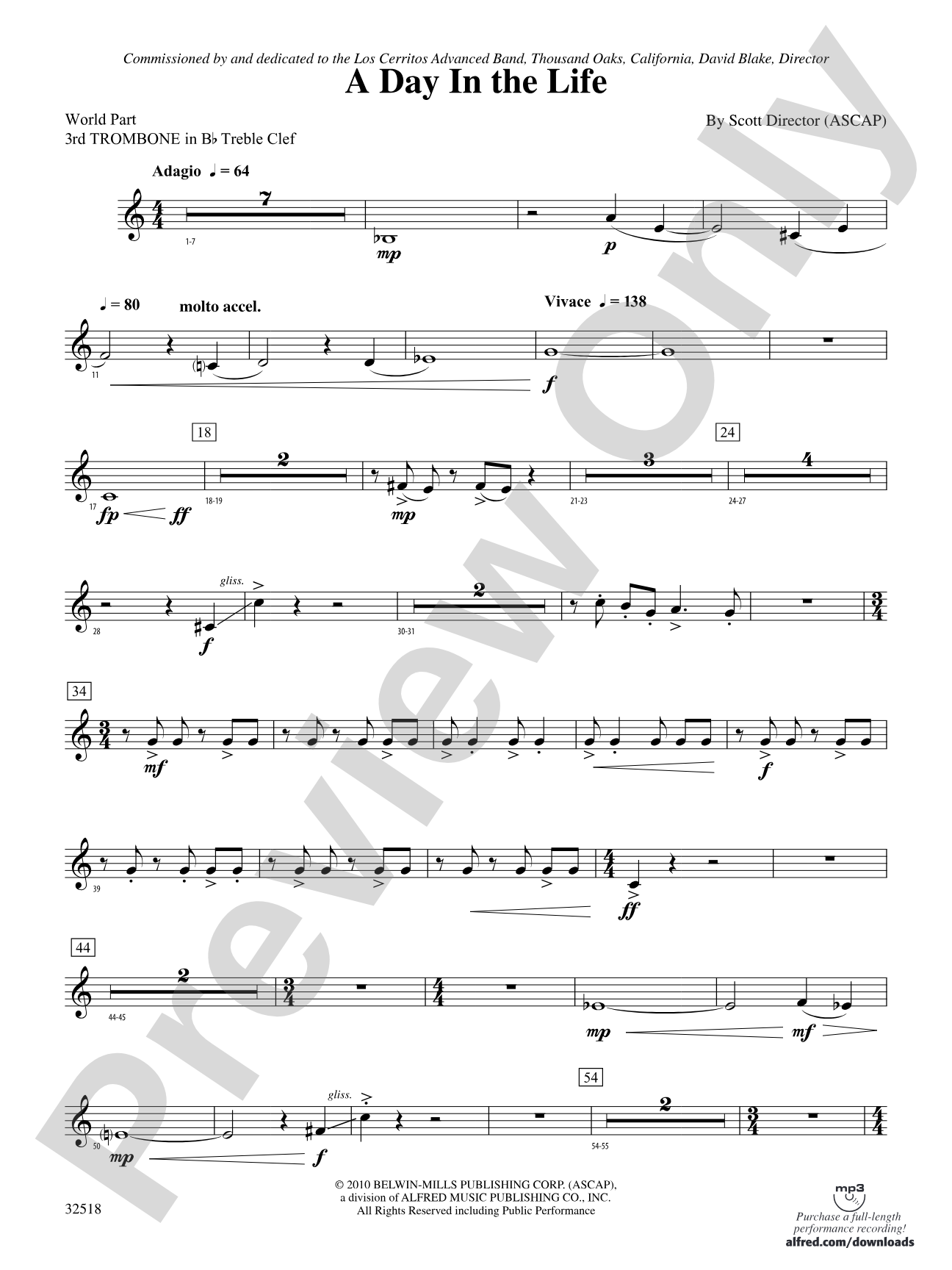 A Day in the Life: (wp) 3rd B-flat Trombone T.C.