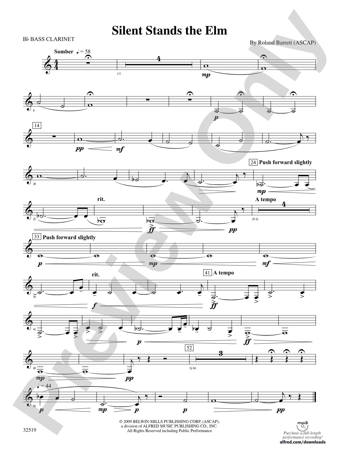 Silent Stands the Elm: B-flat Bass Clarinet