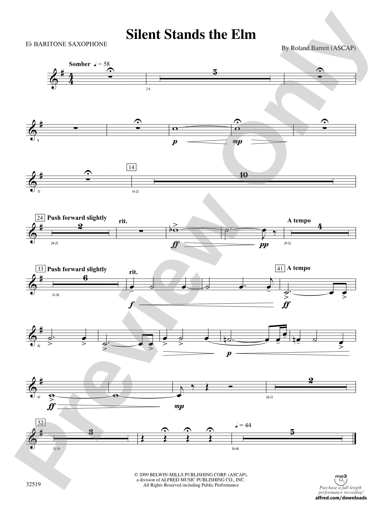 Silent Stands the Elm: E-flat Baritone Saxophone