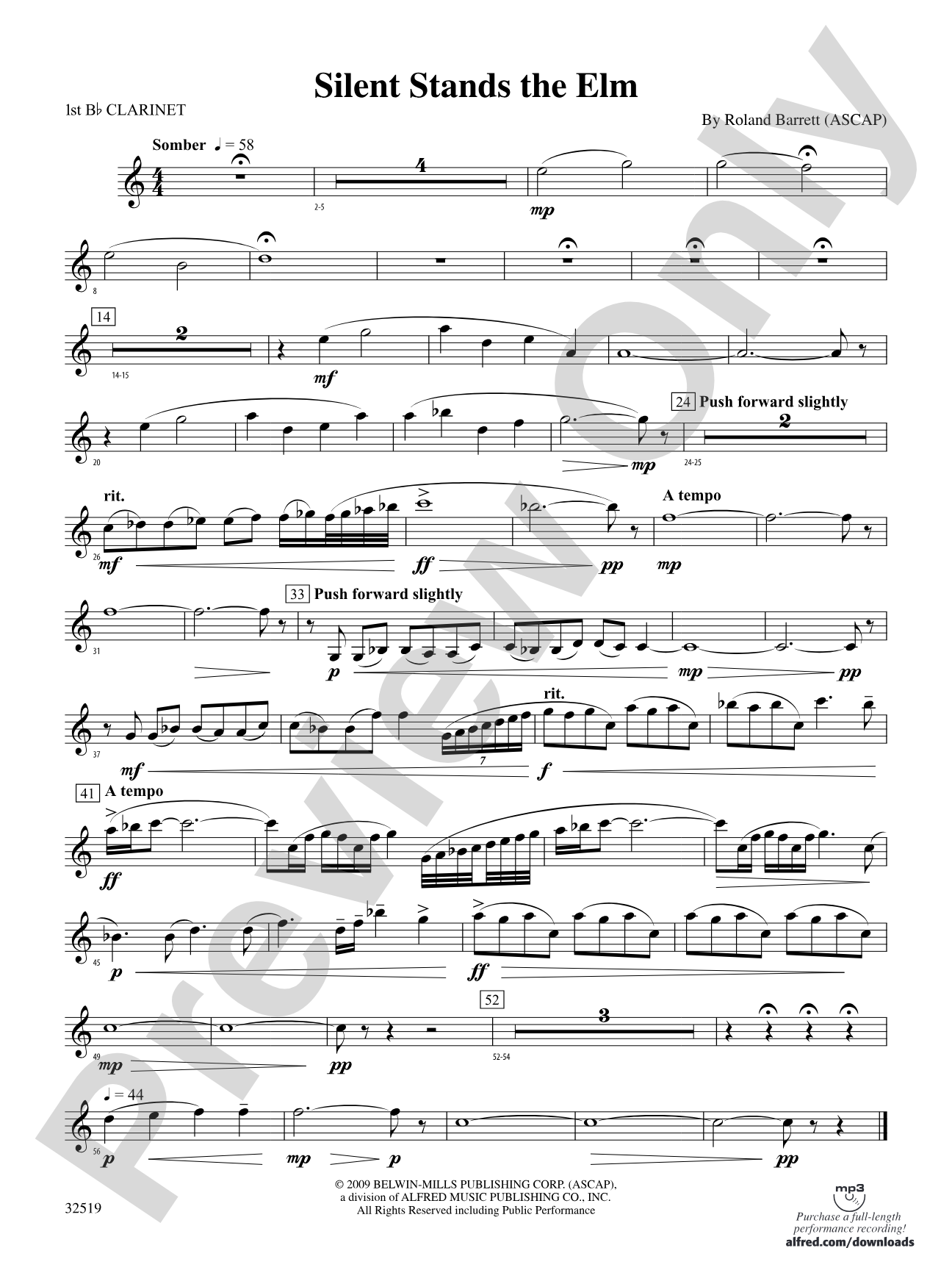 Silent Stands the Elm: 1st B-flat Clarinet