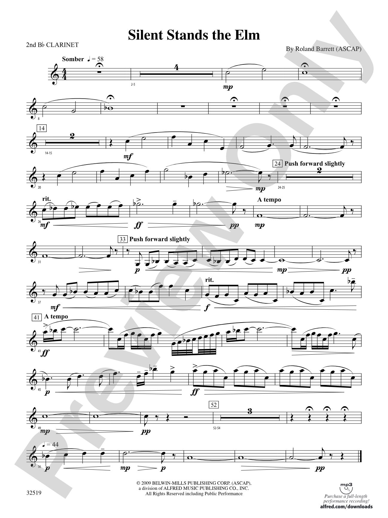 Silent Stands the Elm: 2nd B-flat Clarinet
