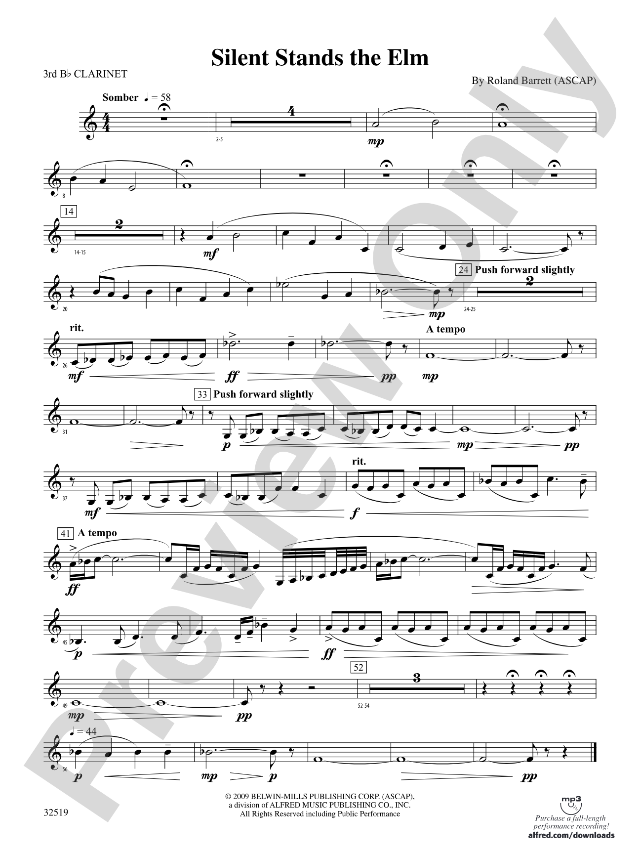 Silent Stands the Elm: 3rd B-flat Clarinet