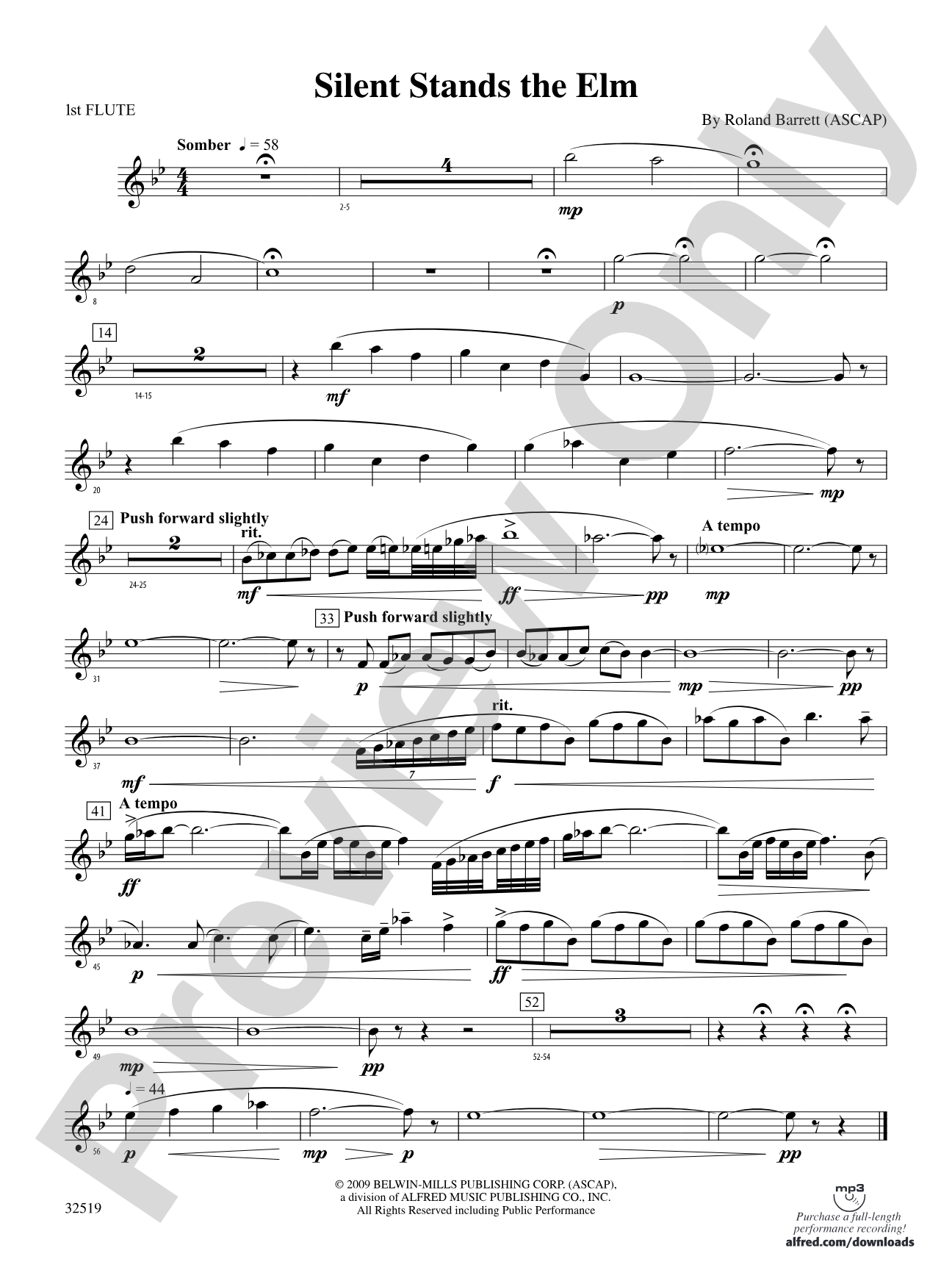 Silent Stands the Elm: Flute
