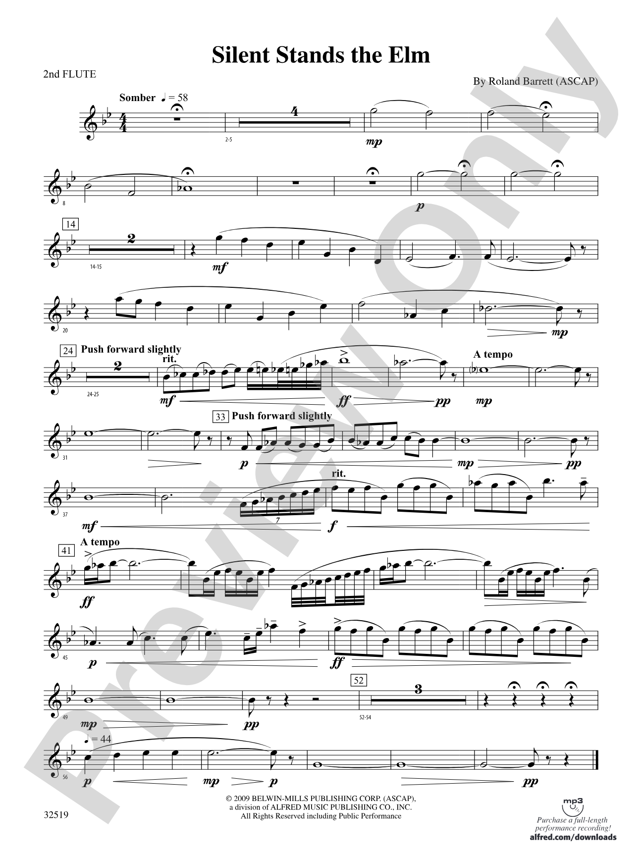 Silent Stands the Elm: 2nd Flute