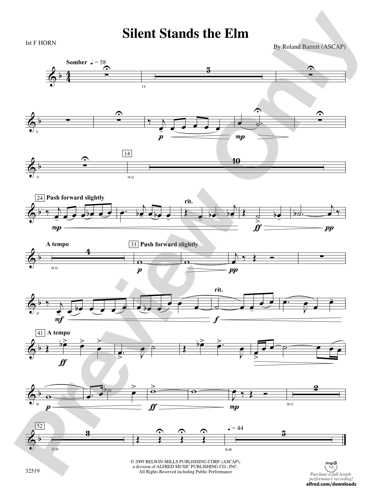 Silent Stands the Elm: 1st F Horn