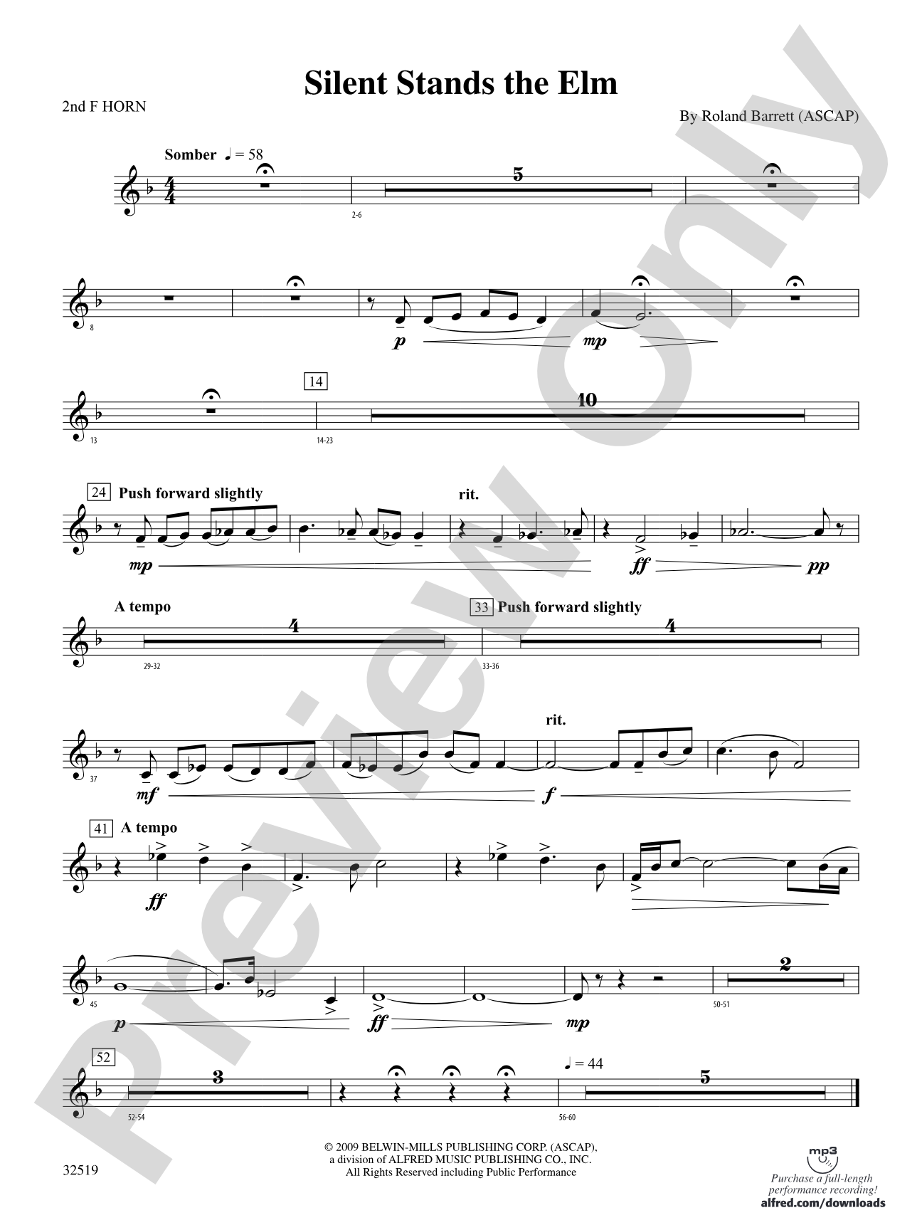 Silent Stands the Elm: 2nd F Horn