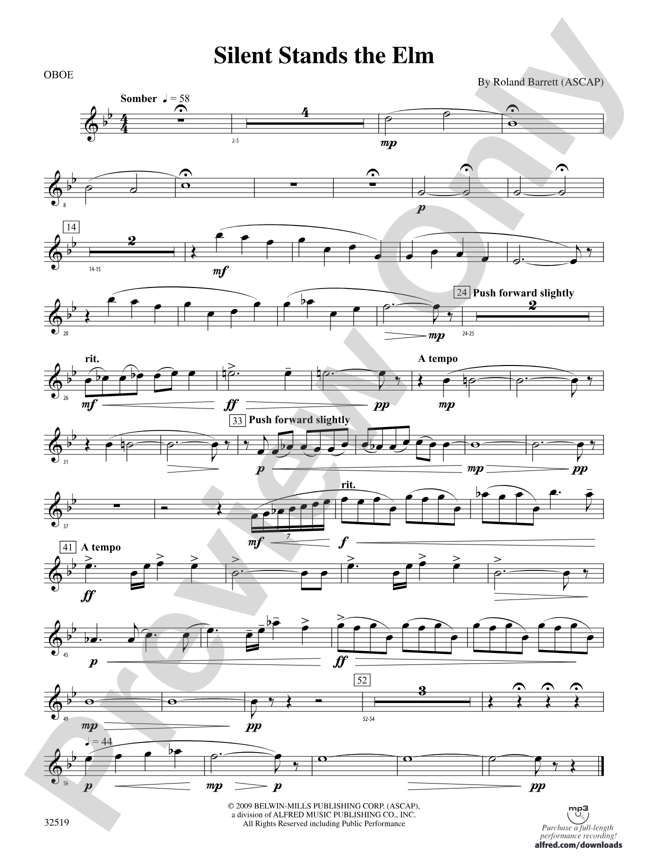 Silent Stands the Elm: Oboe