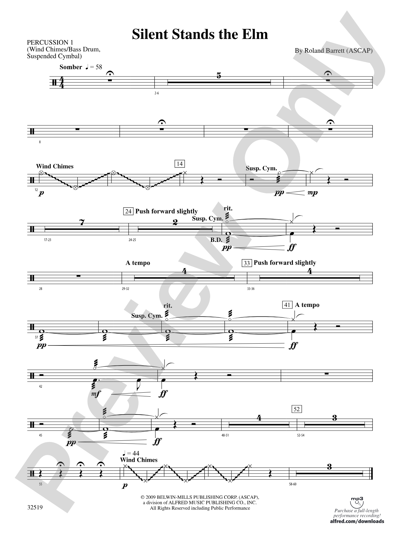 Silent Stands the Elm: 1st Percussion