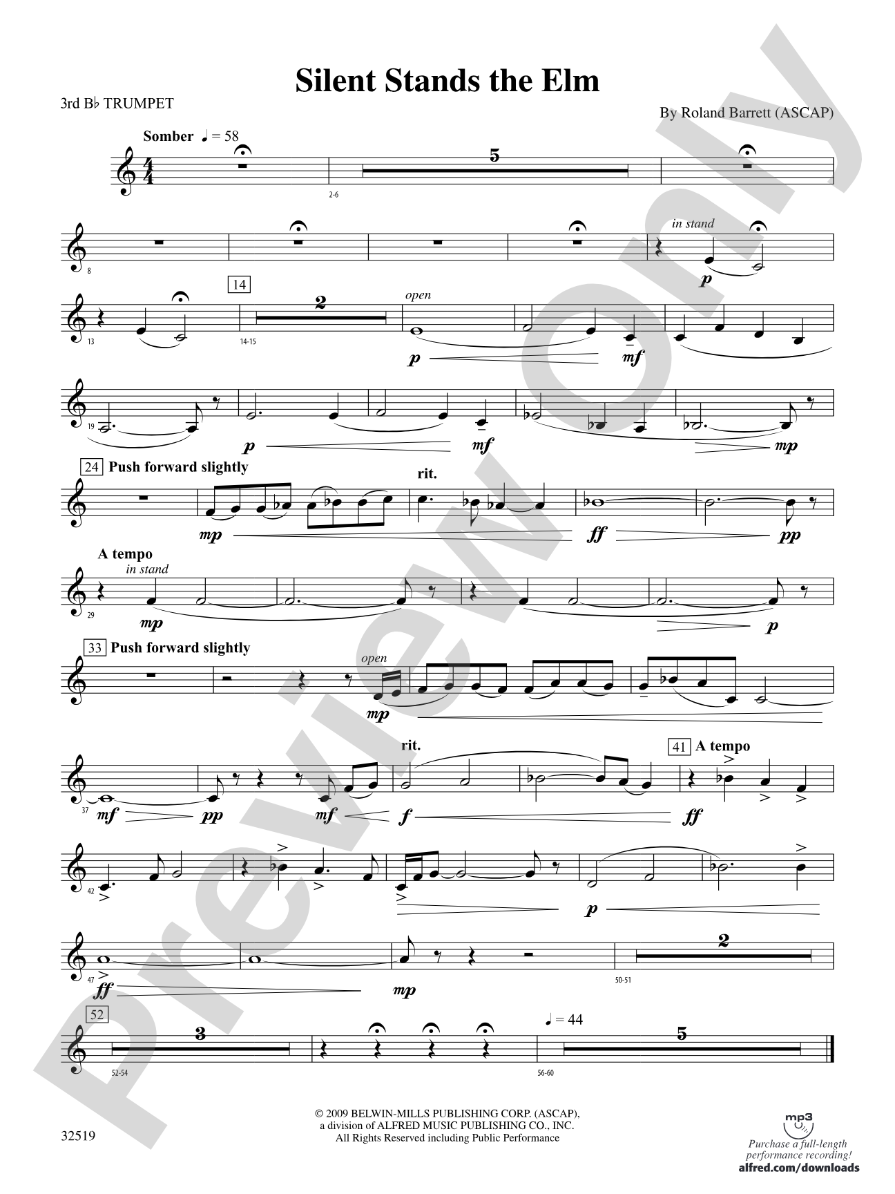 Silent Stands the Elm: 3rd B-flat Trumpet