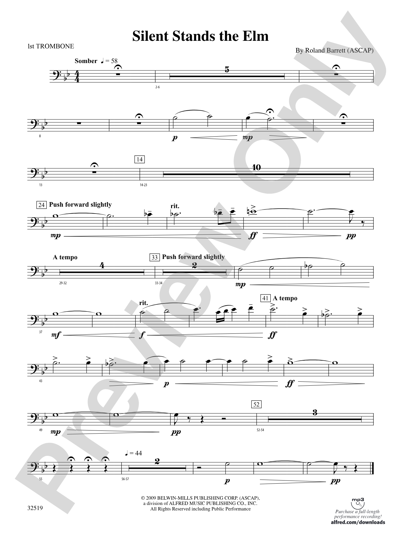 Silent Stands the Elm: 1st Trombone