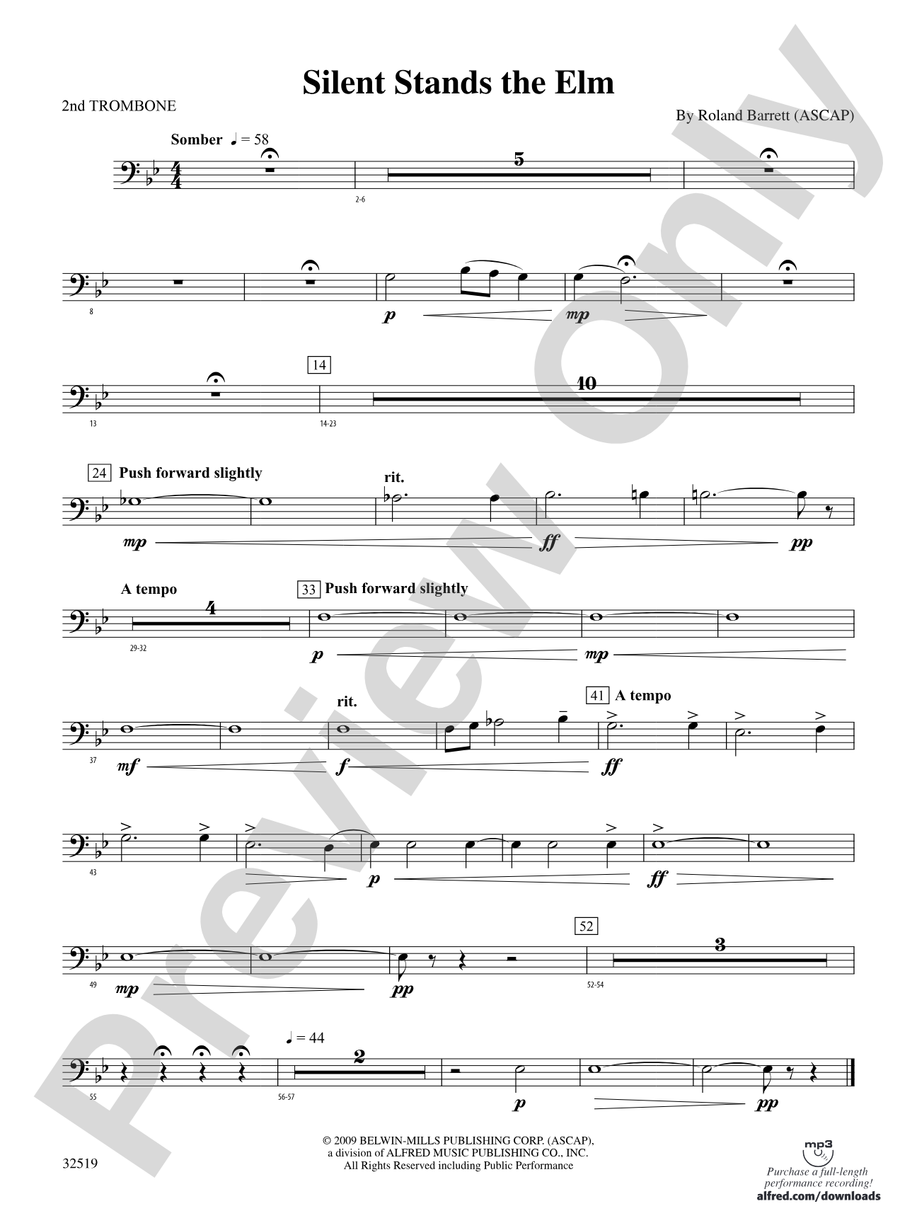 Silent Stands the Elm: 2nd Trombone