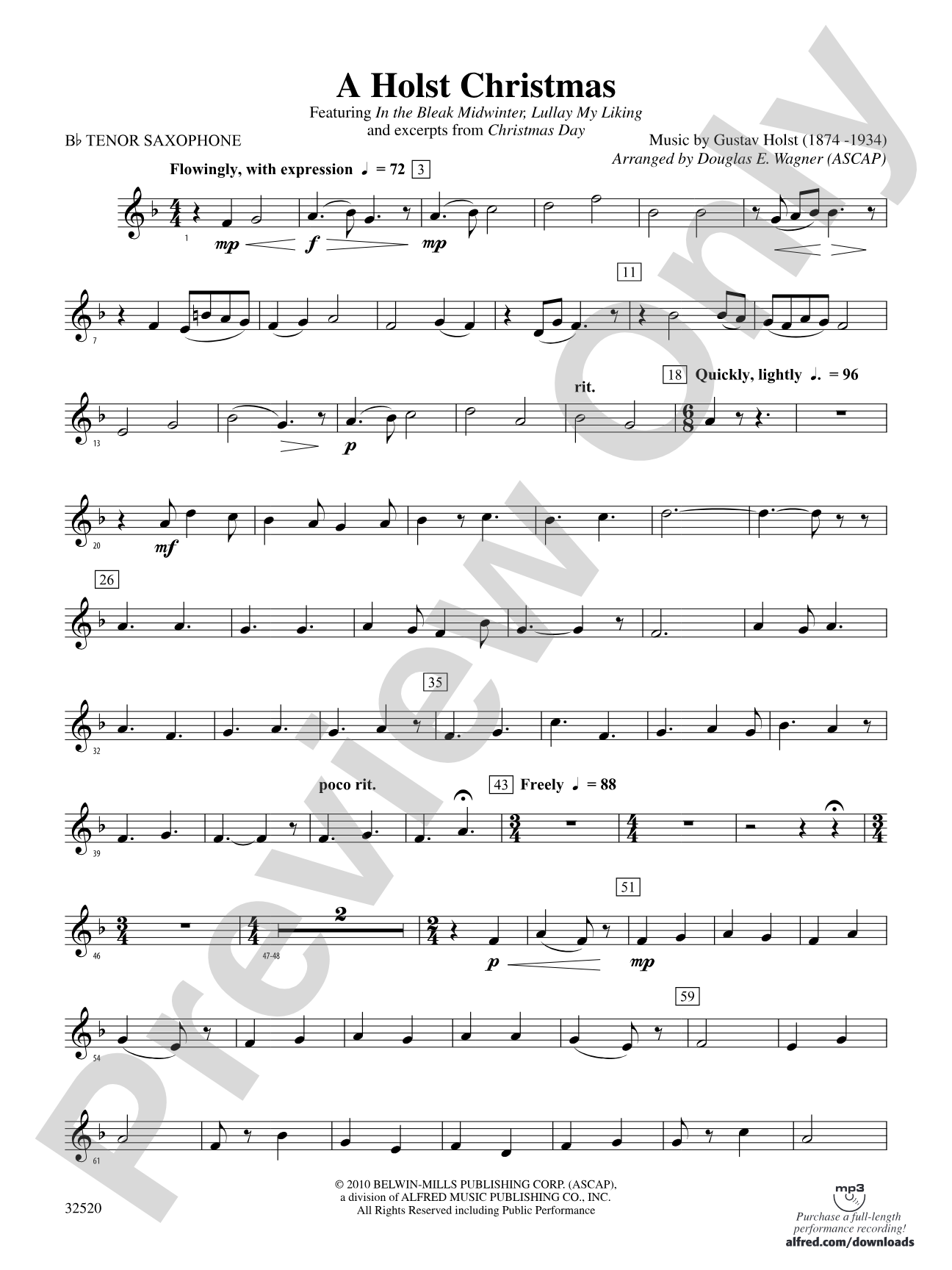 A Holst Christmas: B-flat Tenor Saxophone