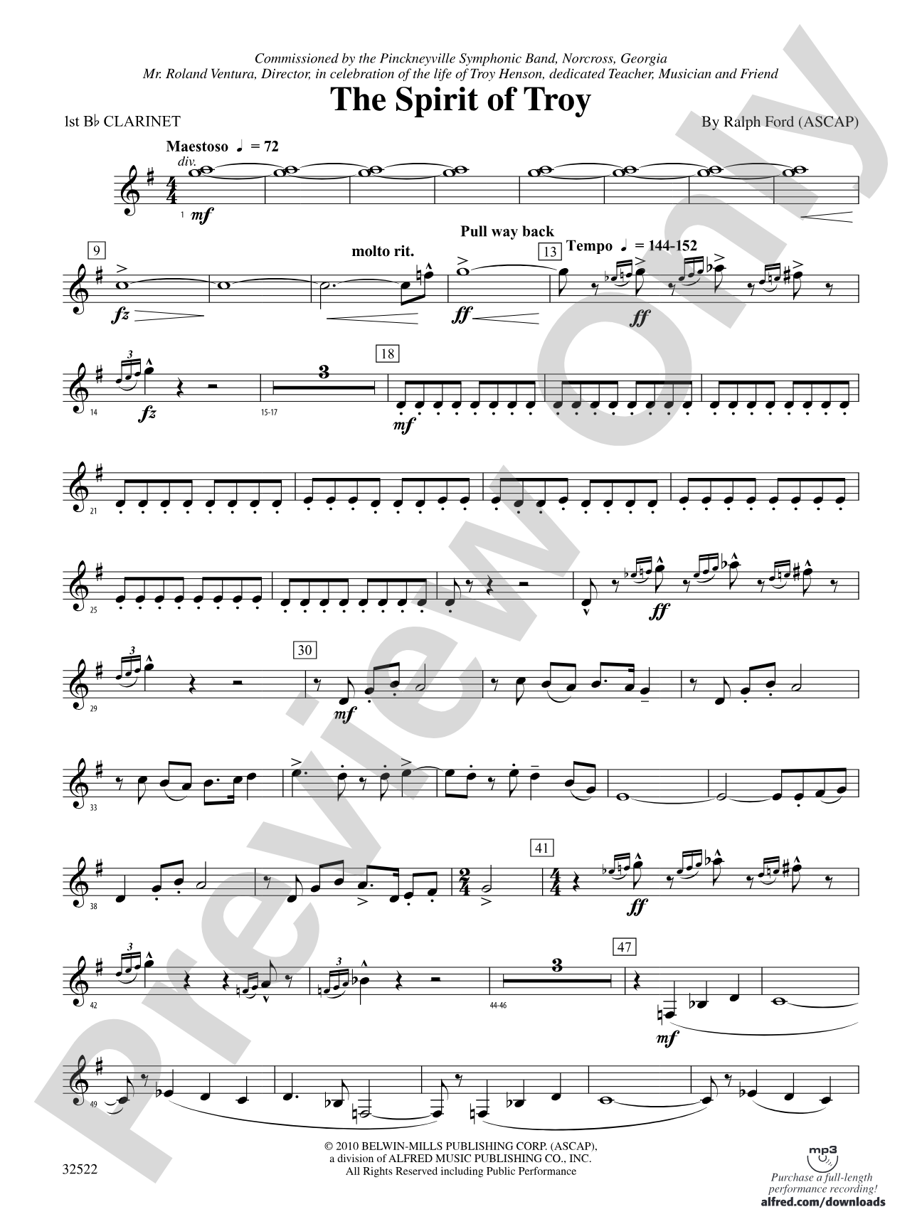 The Spirit of Troy: 1st B-flat Clarinet