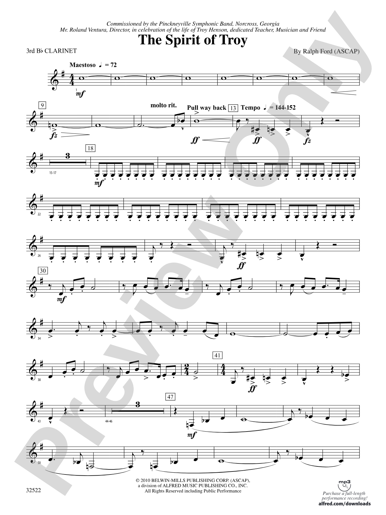The Spirit of Troy: 3rd B-flat Clarinet