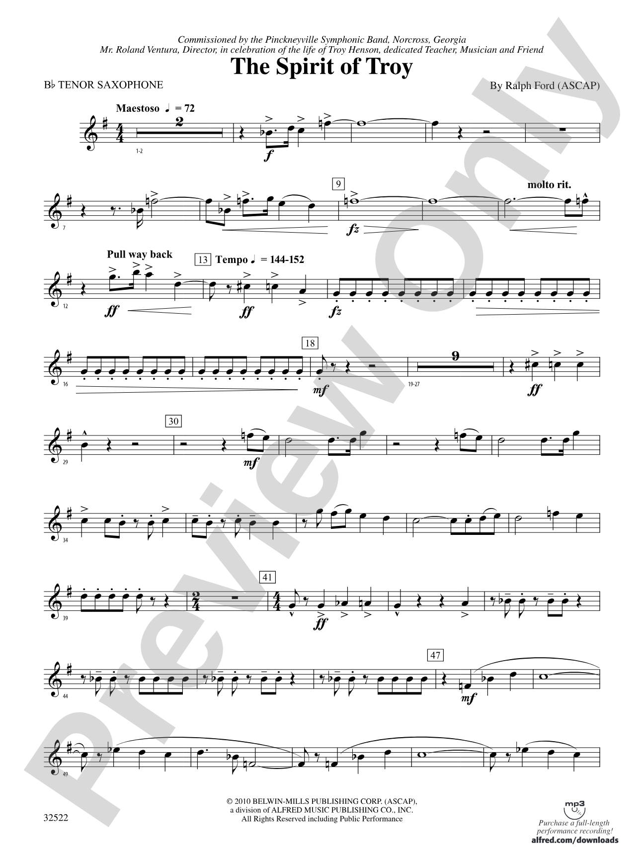 The Spirit of Troy: B-flat Tenor Saxophone