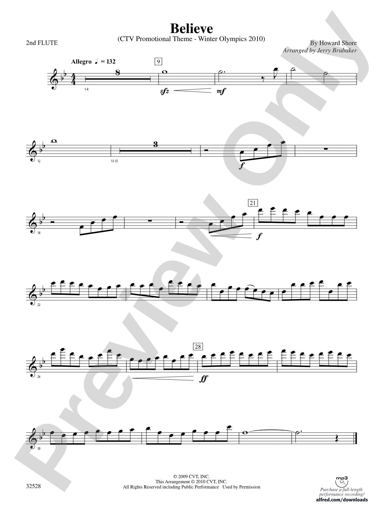 Believe (Winter Olympics 2010): 2nd Flute